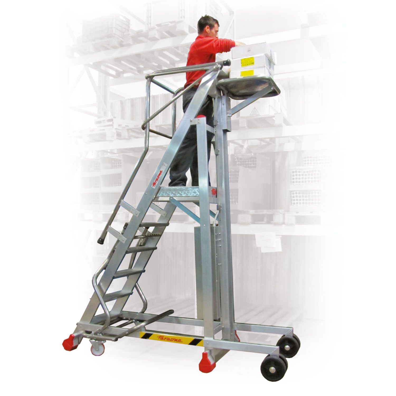 ESCALERA CON PLATAFORMA Y PLANO DE CARGA ELÉCTRICO. 10 PELDAÑOS. - Image 2