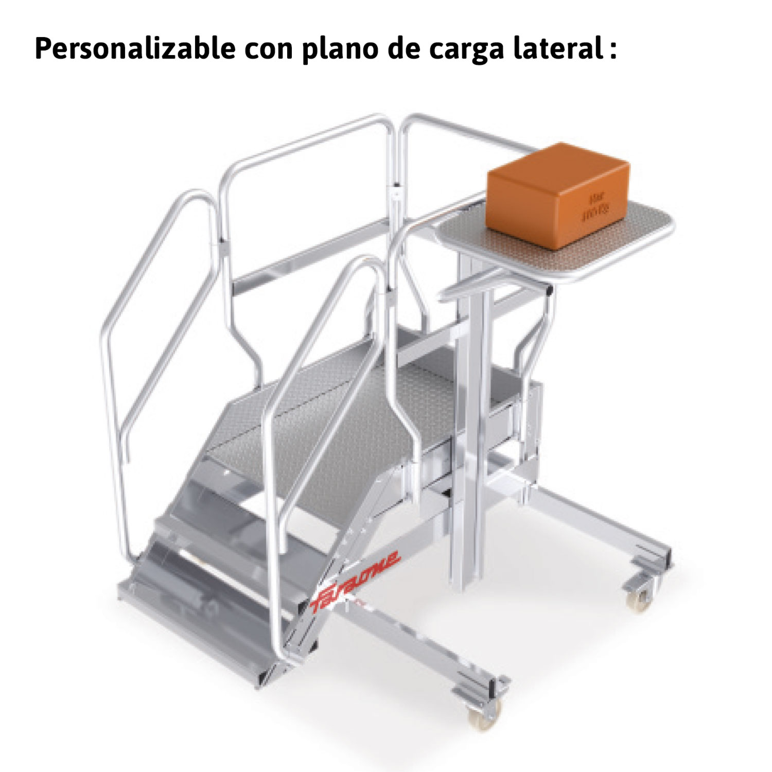ESCALERA CON PLATAFORMA Y PLANO DE CARGA ELÉCTRICO. 10 PELDAÑOS. - Image 4