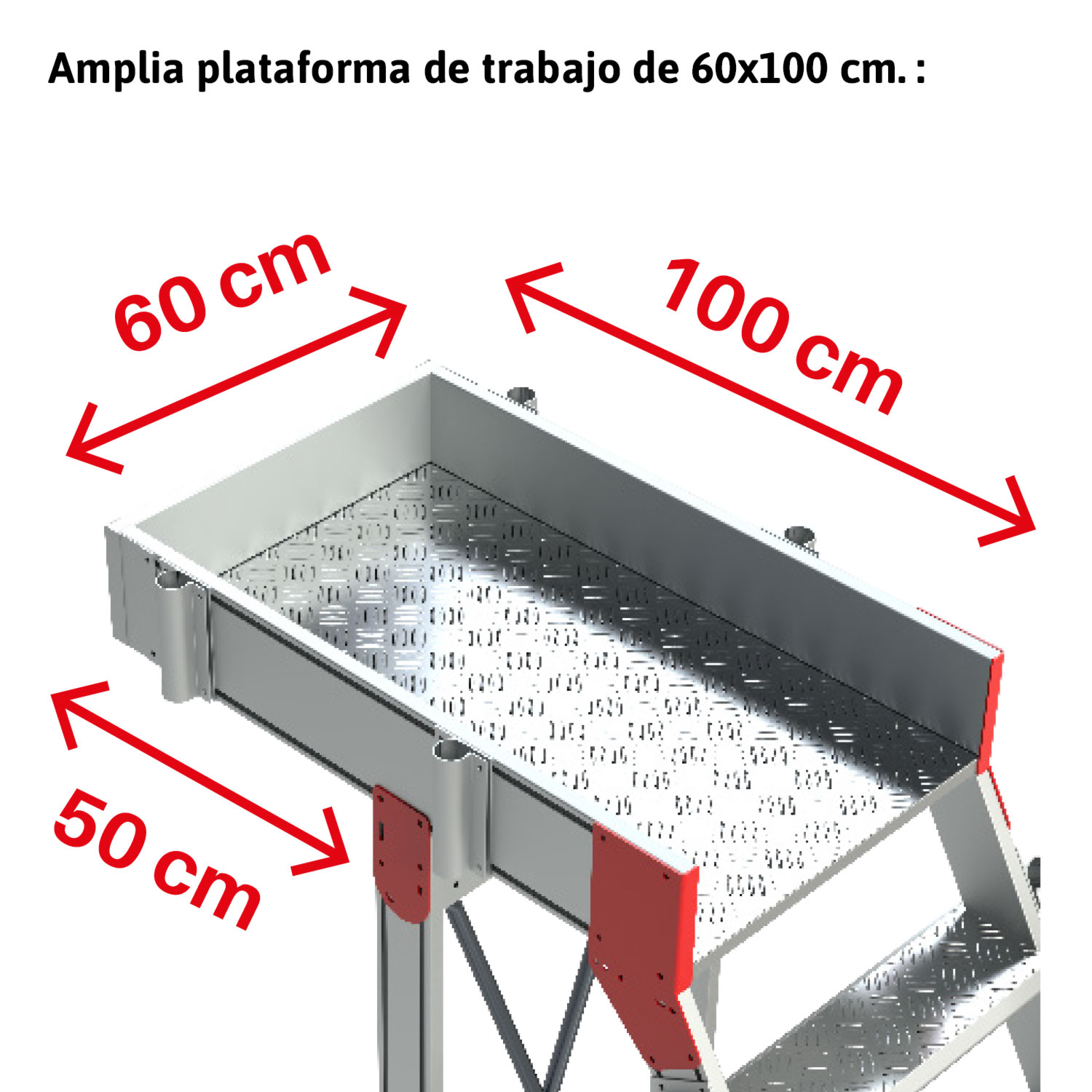 ESCALERA DE 6 PELDAÑOS CON PLATAFORMA, VOLADIZO Y BASE CON RUEDAS (60º INCLINACIÓN) - Image 4