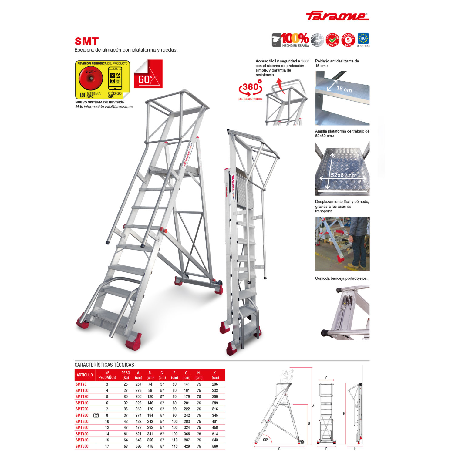 ESCALERA DE ALMACÉN CON PLATAFORMA Y RUEDAS.10 PELDAÑOS. - Image 8