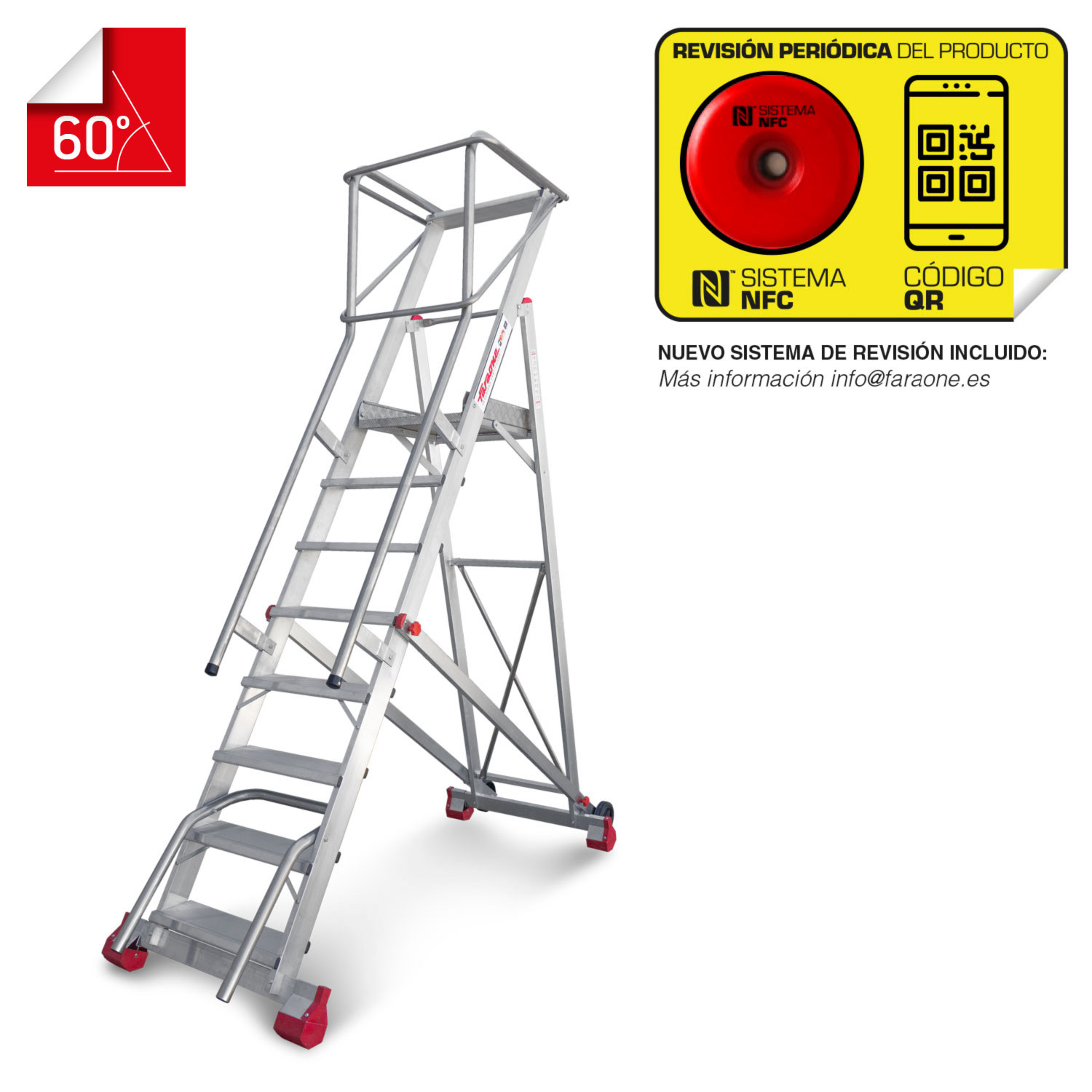 ESCALERA DE ALMACÉN CON PLATAFORMA Y RUEDAS.10 PELDAÑOS. - Image 2