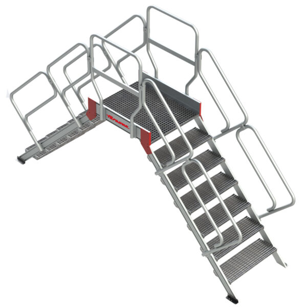 ESCALERA PUENTE DE TRAMEX DE 10 PELDAÑOS CON PLATAFORMA (45º INCLINACIÓN)