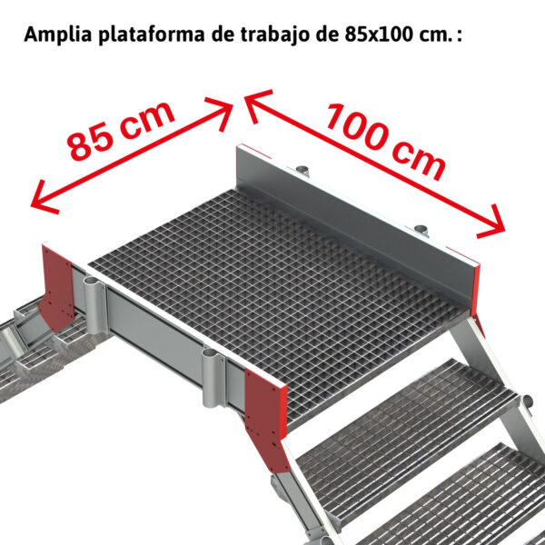 ESCALERA PUENTE DE TRAMEX DE 10 PELDAÑOS CON PLATAFORMA (45º INCLINACIÓN) - Image 4