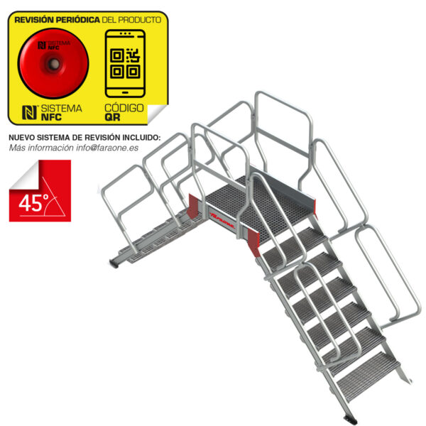 ESCALERA PUENTE DE TRAMEX DE 10 PELDAÑOS CON PLATAFORMA (45º INCLINACIÓN) - Image 2