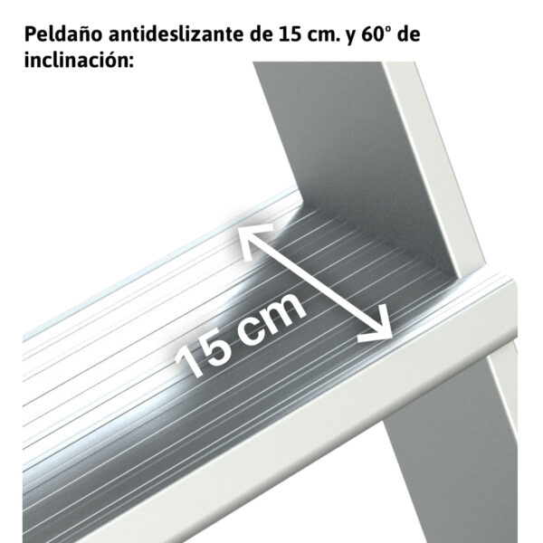 ESCALERA CON PLATAFORMA Y BASE CON RUEDAS. INCLINACIÓN 60º | 14 PELDAÑOS. - Image 3