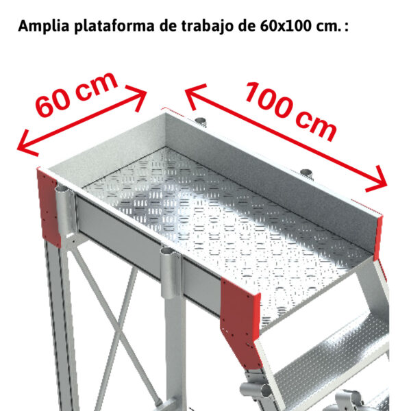 ESCALERA CON PLATAFORMA Y BASE CON RUEDAS. INCLINACIÓN 60º | 14 PELDAÑOS. - Image 4
