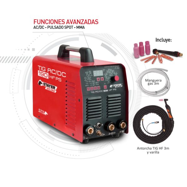 EQUIPO DE SOLDADURA INVERTER, TIG AC/DC 190 HF PS - Image 8